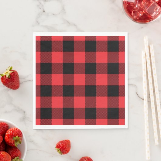 Serviette En Papier Buffalo Red Black Plaid Check (En situation)