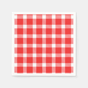 Serviette En Papier Buffalo Rouge Blanc Carreaux De Fête Pique-Nique C