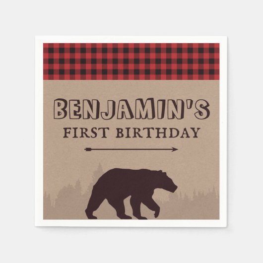Serviette En Papier Buffalo rustique Plaid Lumberjack thème d'annivers (Devant)