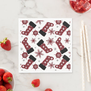 Serviette En Papier Buffalo rustique Plaid Stocker Snowflakes Noël