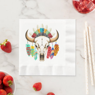 Serviette En Papier Buffalo Skull Native American Emblem