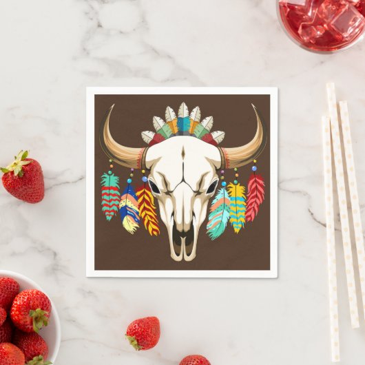 Serviette En Papier Buffalo Skull Native American Emblem (En situation)