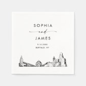 Serviette En Papier Buffalo Skyline Modern Mariage Cocktail (Devant)