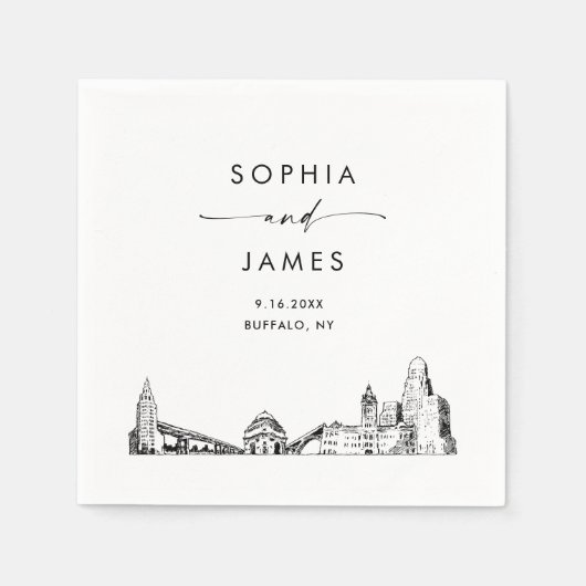 Serviette En Papier Buffalo Skyline Modern Mariage Cocktail (Devant)