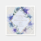 Serviette En Papier Buffet mariage | Aquarelle Violet Bleu Fleurs (Devant)