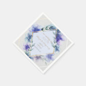 Serviette En Papier Buffet mariage | Aquarelle Violet Bleu Fleurs (Coin)