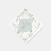 Serviette En Papier Buffet mariage | Elégant Albâtre blanc floral (Coin)