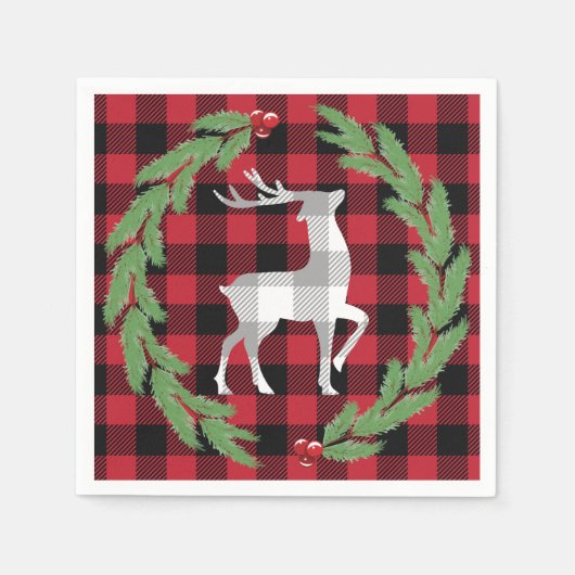 Serviette En Papier Buffle de cerf blanc gris Plaid de baies de pin cr (Devant)