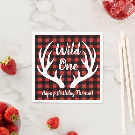 Serviette En Papier Buffle de chevreuils rustiques Check Plaid Wild On (En situation)