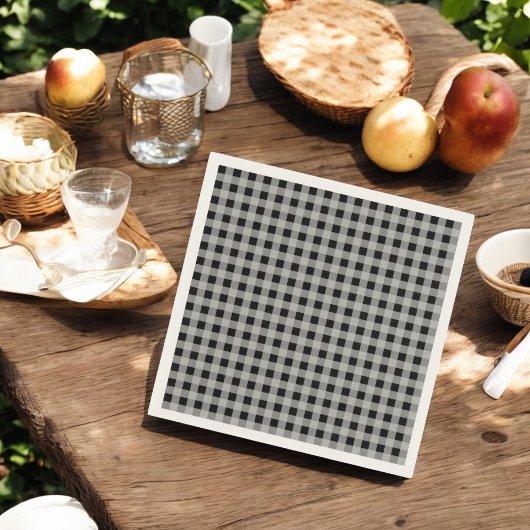 Serviette En Papier Buffle gris noir Plaid Holiday