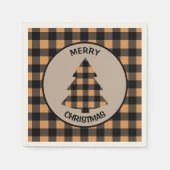 Serviette En Papier Buffle noir d'or Plaid Arbre de Noël (Devant)
