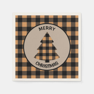 Serviette En Papier Buffle noir d'or Plaid Arbre de Noël