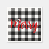 Serviette En Papier Buffle noir et blanc de Noël plaqué (Devant)