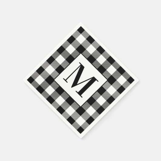 Serviette En Papier Buffle noir et blanc monogramme plaqué (Coin)