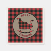 Serviette En Papier Buffle noir rouge Plaid Christmas Sleigh (Devant)