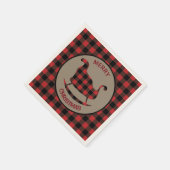 Serviette En Papier Buffle noir rouge Plaid Christmas Sleigh (Coin)