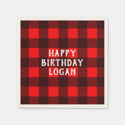 Serviette En Papier Buffle personnalisé Plaid Anniversaire fête Napkin (Devant)