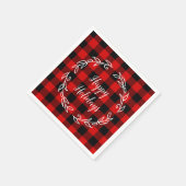 Serviette En Papier Buffle rouge et noir Joué Joyeux Vacances (Coin)