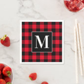 Serviette En Papier Buffle rouge et noir monogramme plaqué (En situation)