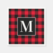Serviette En Papier Buffle rouge et noir monogramme plaqué (Devant)