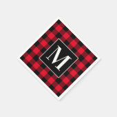 Serviette En Papier Buffle rouge et noir monogramme plaqué (Coin)