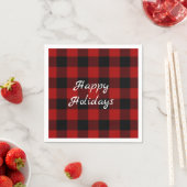 Serviette En Papier buffle rouge et noir plaid Noël (En situation)