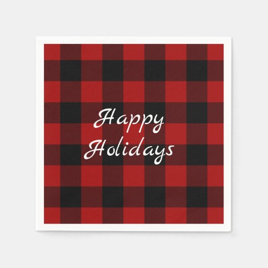 Serviette En Papier buffle rouge et noir plaid Noël (Devant)