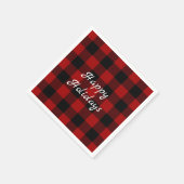 Serviette En Papier buffle rouge et noir plaid Noël (Coin)