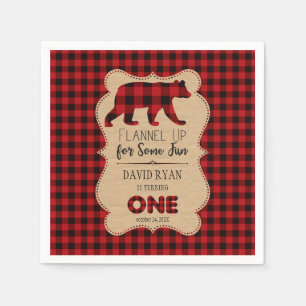 Serviette En Papier Buffle rouge Plaid Anniversaire ONE Custom