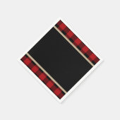 Serviette En Papier Buffle rouge rustique noir plaid fête d'anniversai (Coin)