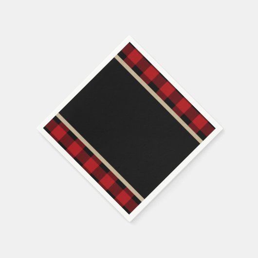 Serviette En Papier Buffle rouge rustique noir plaid fête d'anniversai (Coin)