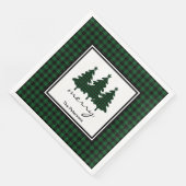 Serviette En Papier Buffle vert Vérifier Pins Arbres Personnalisés (Coin)