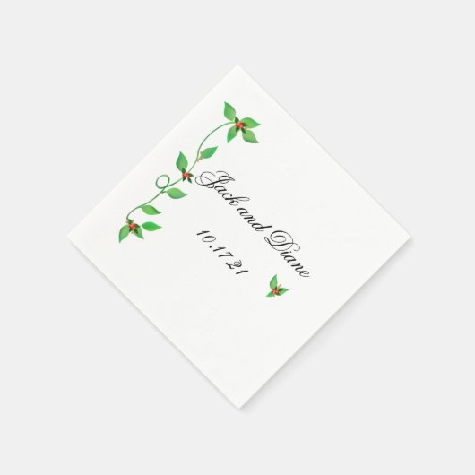Serviette En Papier Bufs roses sur Mariage Ivy vert (Coin)