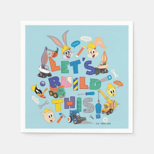 Serviette En Papier BUGS BUNNY BUILDERS™| Collage "Construisons Cela" (Devant)