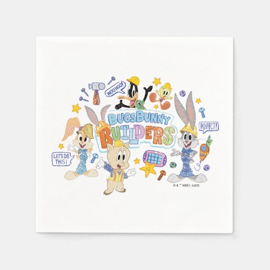 Serviette En Papier BUGS BUNNY BUILDERS™| Group Sketch Art (Devant)