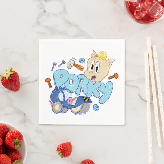 Serviette En Papier BUGS BUNNY BUILDERS™| Porky Sketch Art (En situation)
