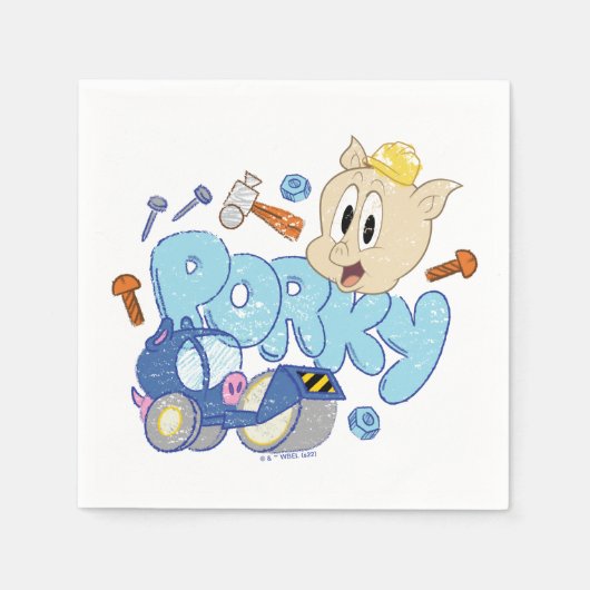 Serviette En Papier BUGS BUNNY BUILDERS™| Porky Sketch Art (Devant)