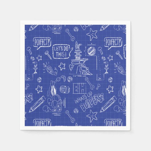 Serviette En Papier BUGS BUNNY BUILDERS™| Sketch Blueprint Pattern (Devant)