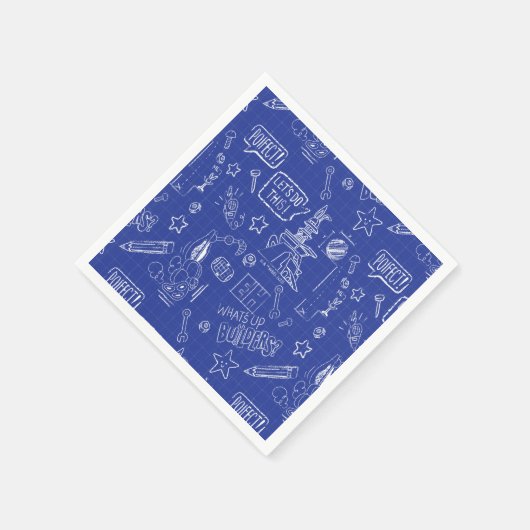 Serviette En Papier BUGS BUNNY BUILDERS™| Sketch Blueprint Pattern (Coin)