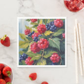 Serviette En Papier Buisson de framboises et de mûres Aquarelle Fruit (En situation)