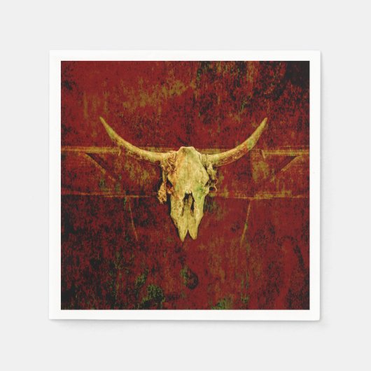 Serviette En Papier Bull Skull Western Pays Brown Russe Grunge Art (Devant)