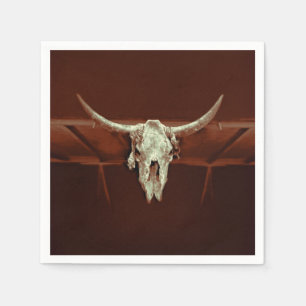 Serviette En Papier Bull Skull Wild West Brown Rustique Pays Ouest