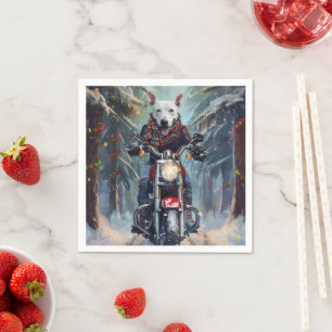 Serviette En Papier Bull Terrier Dog équitation moto Noël