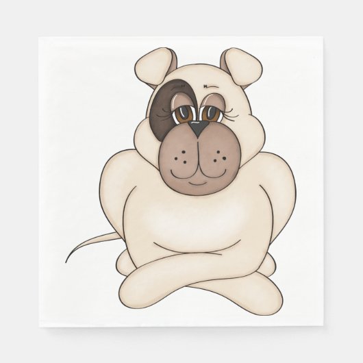 Serviette En Papier Bulldog avec les grands yeux (Devant)