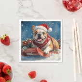 Serviette En Papier Bulldog dans Sledge Let it Neige Noël (En situation)