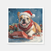 Serviette En Papier Bulldog dans Sledge Let it Neige Noël (Devant)