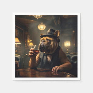 Serviette En Papier Bulldog Drinking Whiskey Dans un Speakeasy des ann