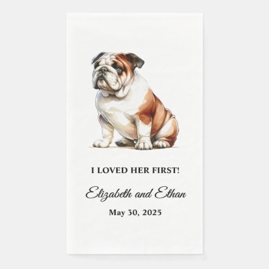 Serviette En Papier Bulldog Mariage de chien personnalisé (Devant)