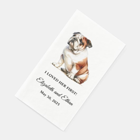 Serviette En Papier Bulldog Mariage de chien personnalisé (Coin)