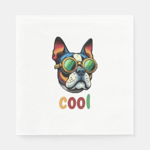Serviette En Papier Bulldog Pop Art avec lunettes